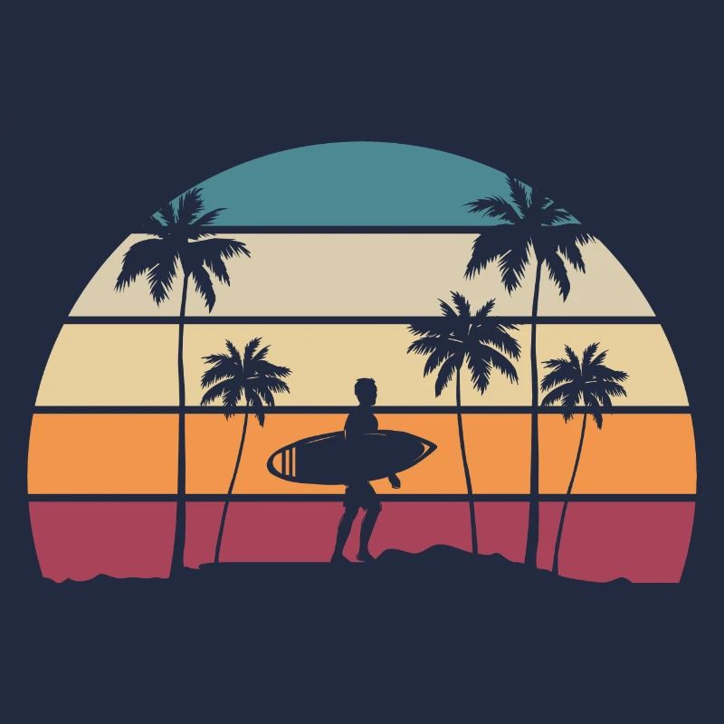 Retro Surfer Palms Holiday Sunset
