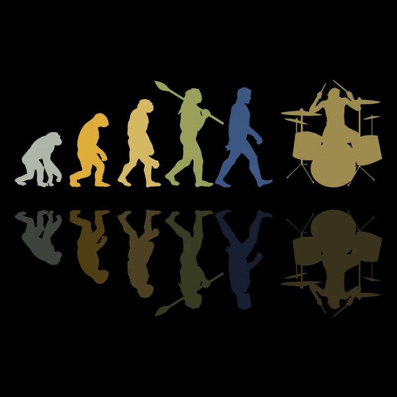 Evolution de l’homme Drums Band Retro Vintage Drummer