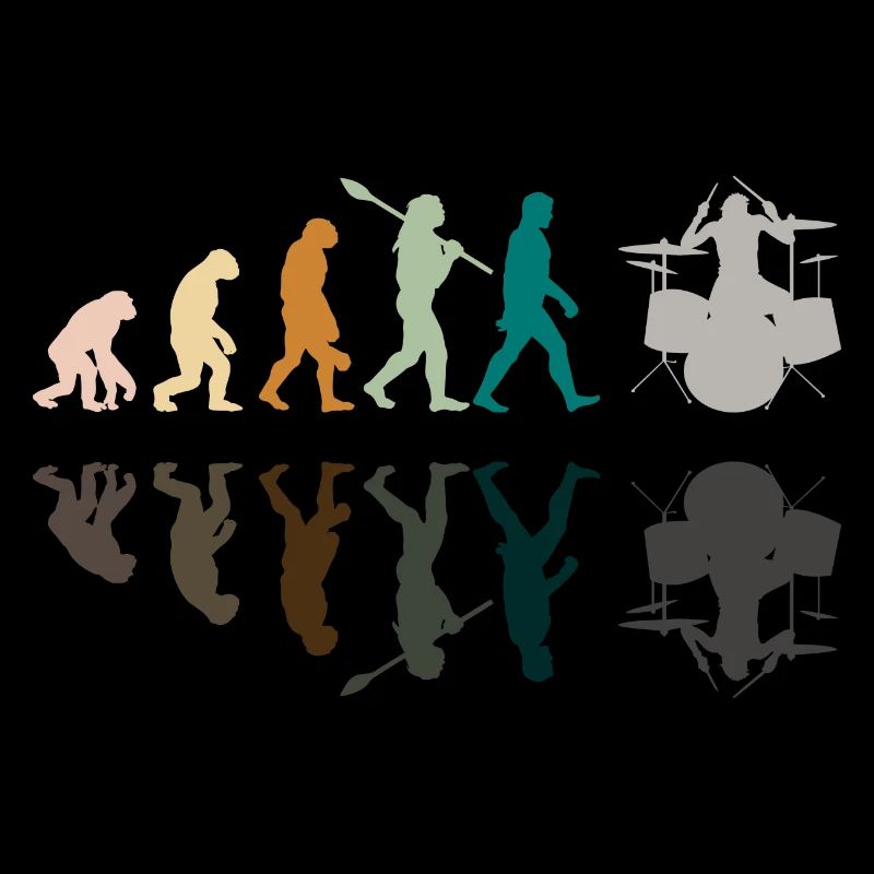 Evolution de l’homme Drums Band Retro Vintage Drummer
