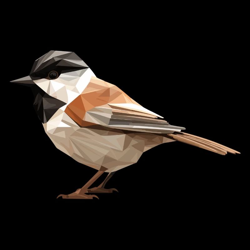 Chickadee bird low poly