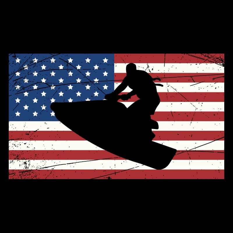 drapeau de jetski des États-Unis Conception d’un drapeau américain et d’un jet ski