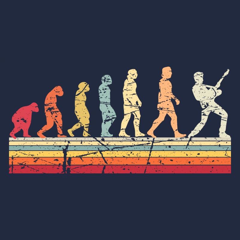 Human Evolution Guitar Band Retro Vintage