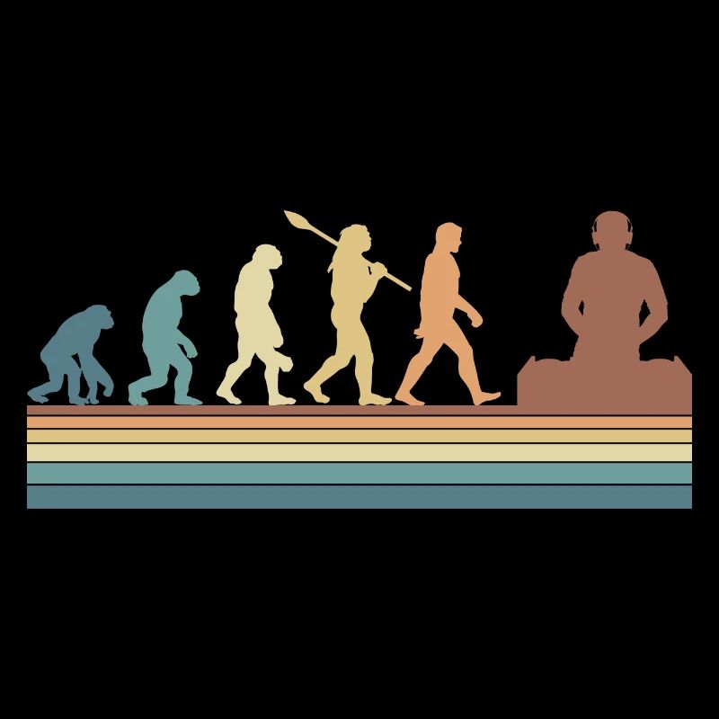 Evolution de l’homme DJ Techno Vinyl Retro Vintage
