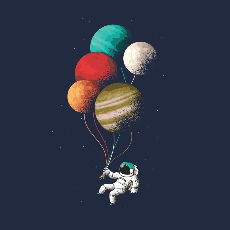 Astronaut with colored balloon