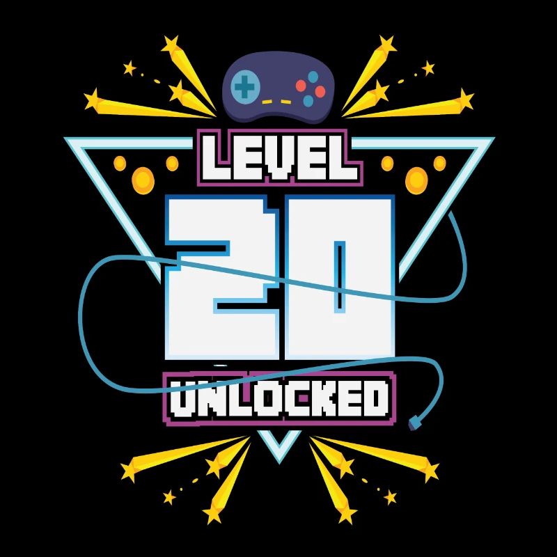 Level Up Gamer Zocker Gaming 20's Nerd Gift