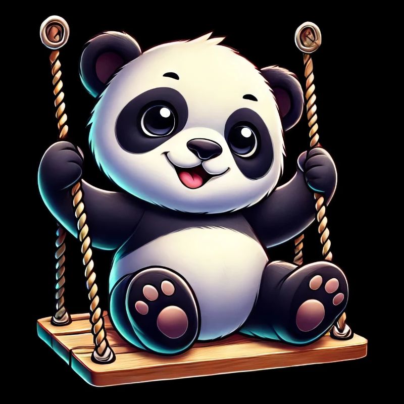 Cute panda cartoon on swing playground
