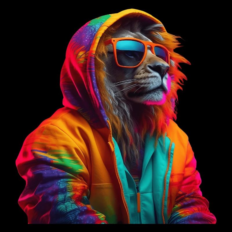 Löwe mit Sonnenbrille Bunt Coole Löwen Afrika