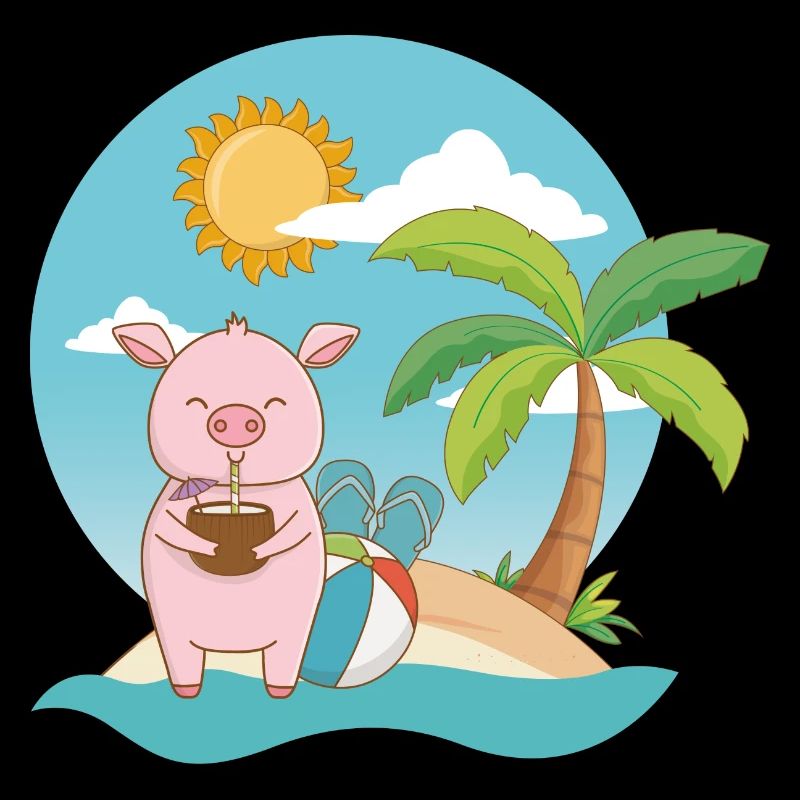 Cochon sur la plage