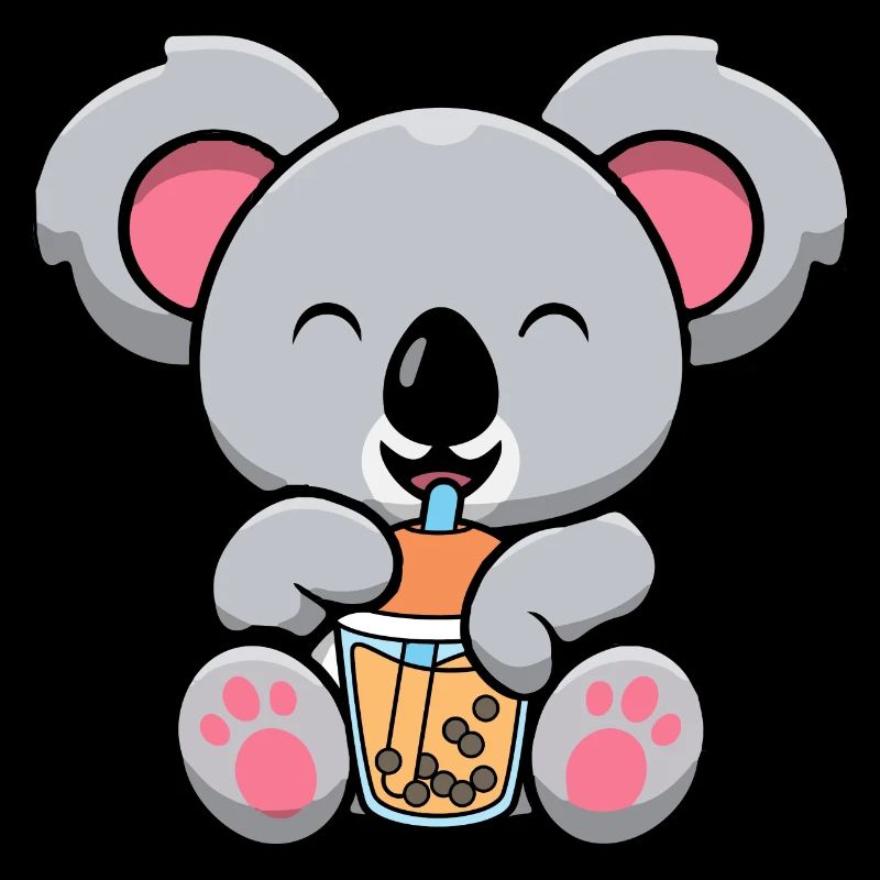 Bubble Milk Tea Koala Drinking Boba Milk Tea