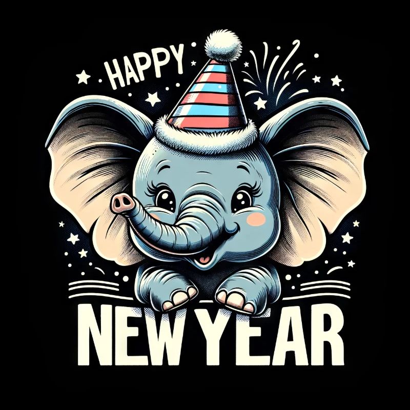 Neujahr Sylvester Elefant Grunge-Feier