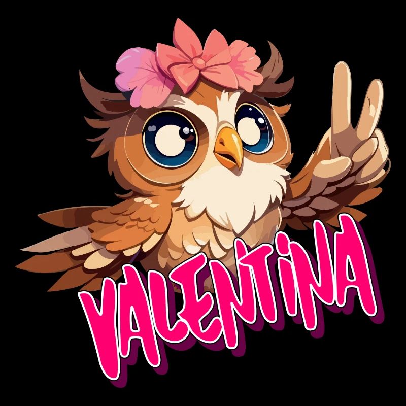 VALENTINA - Schöner Mädchen Name mit süßer EULE
