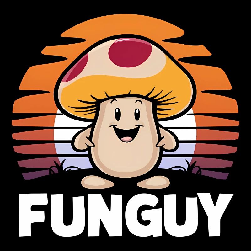 Funny Cartoon Mushroom Character Smiling Guy