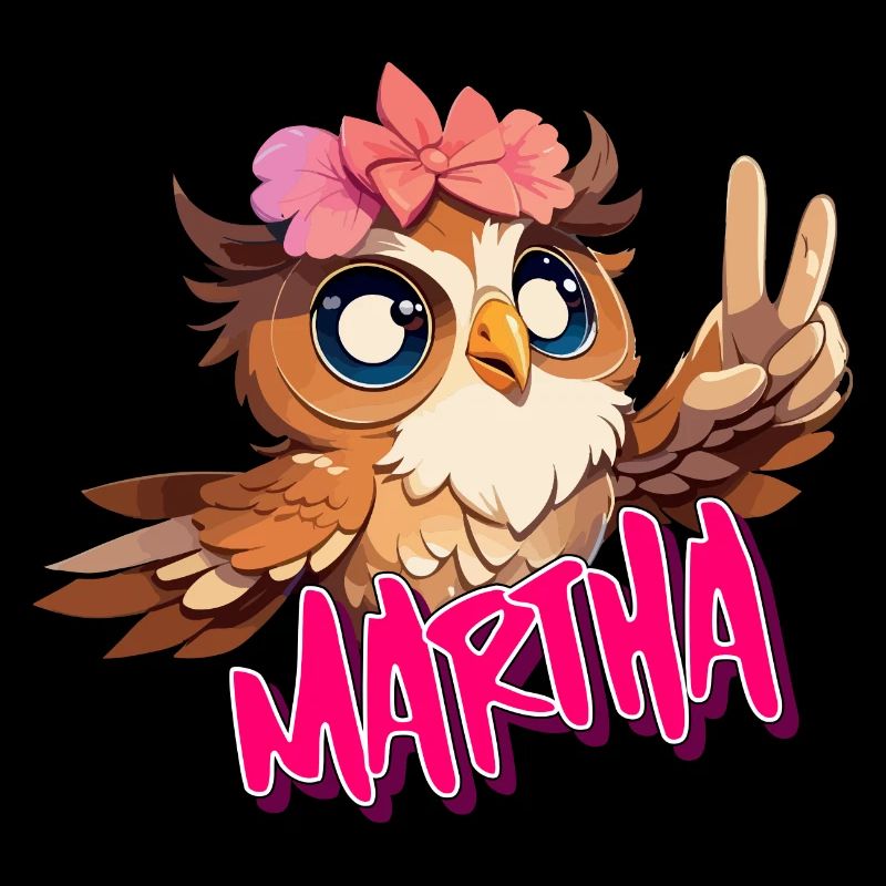 MARTHA - Schöner Mädchen Name mit süßer EULE