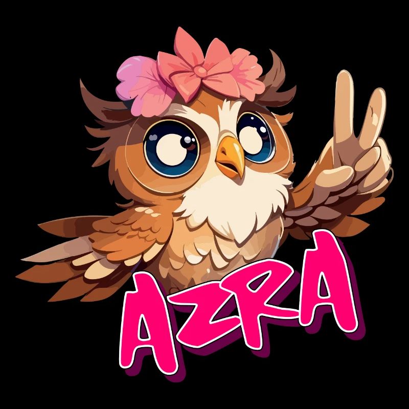 AZRA - Schöner Mädchen Name mit süßer EULE