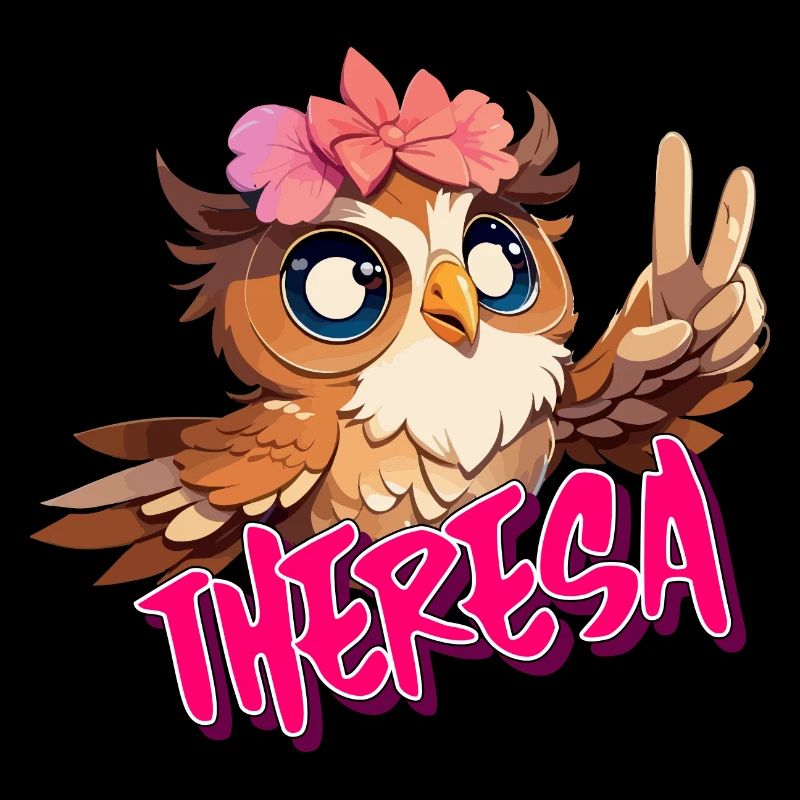 THERESA - Schöner Mädchen Name mit süßer EULE