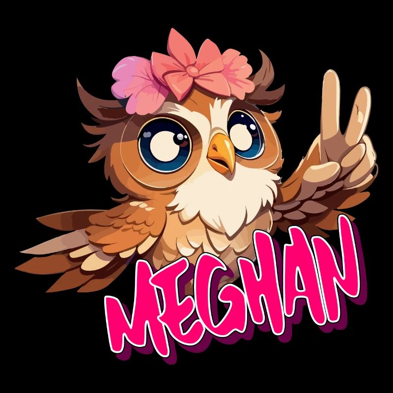 MEGHAN - Beau nom de fille avec un hibou mignon