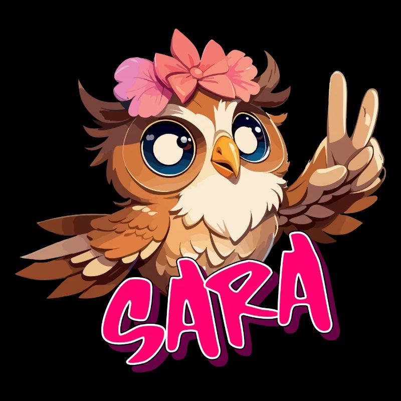 SARA - Schöner Mädchen Name mit süßer EULE