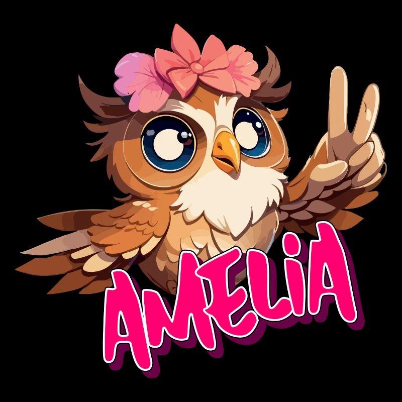 AMELIA - Schöner Mädchen Name mit süßer EULE