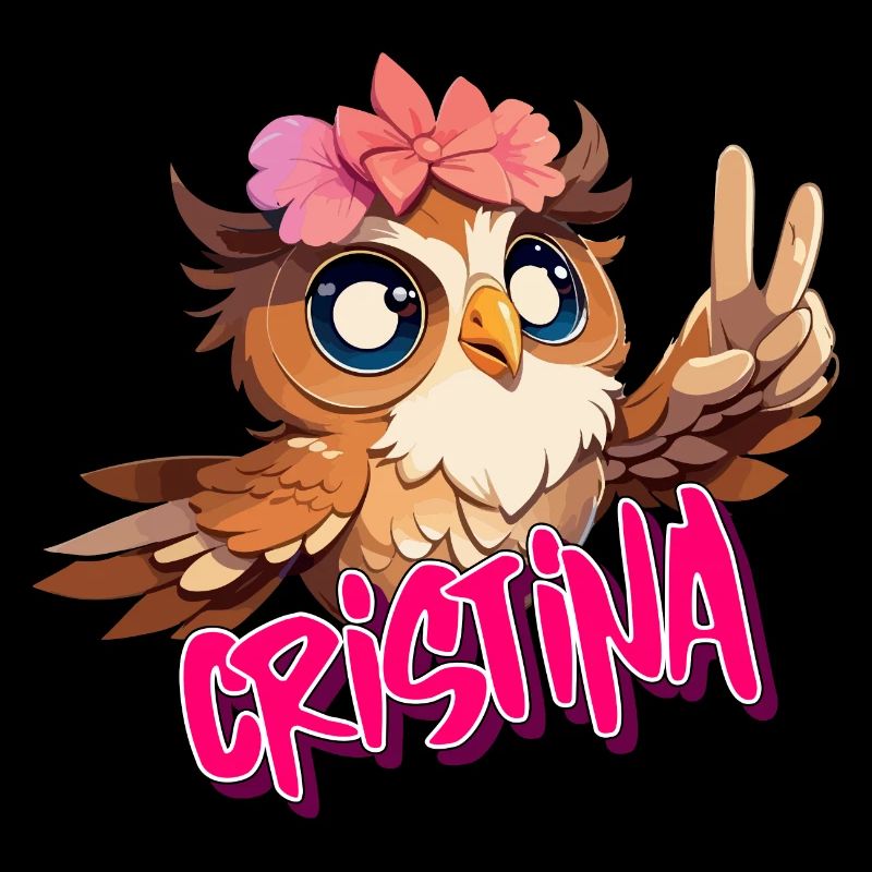 CRISTINA - Schöner Mädchen Name mit süßer EULE