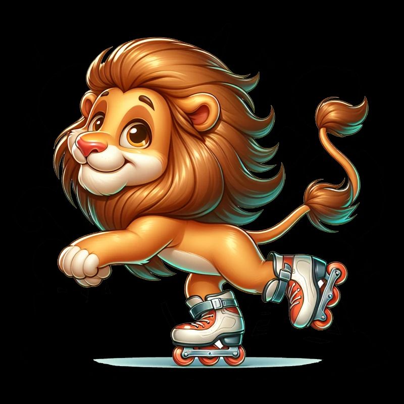 Cute Inline Skater Lion