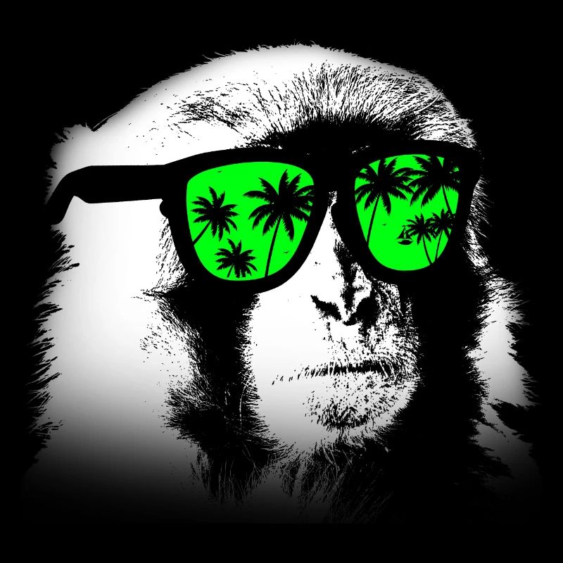 Affe DJ mit Kopfhörer und Sonnenbrille Geschenk Pa