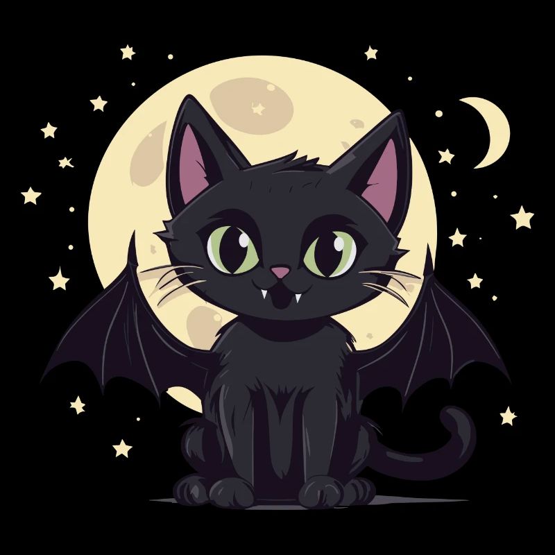 Halloween Black Cat as Vampire