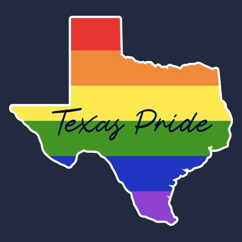 Texas map in rainbow design for proud