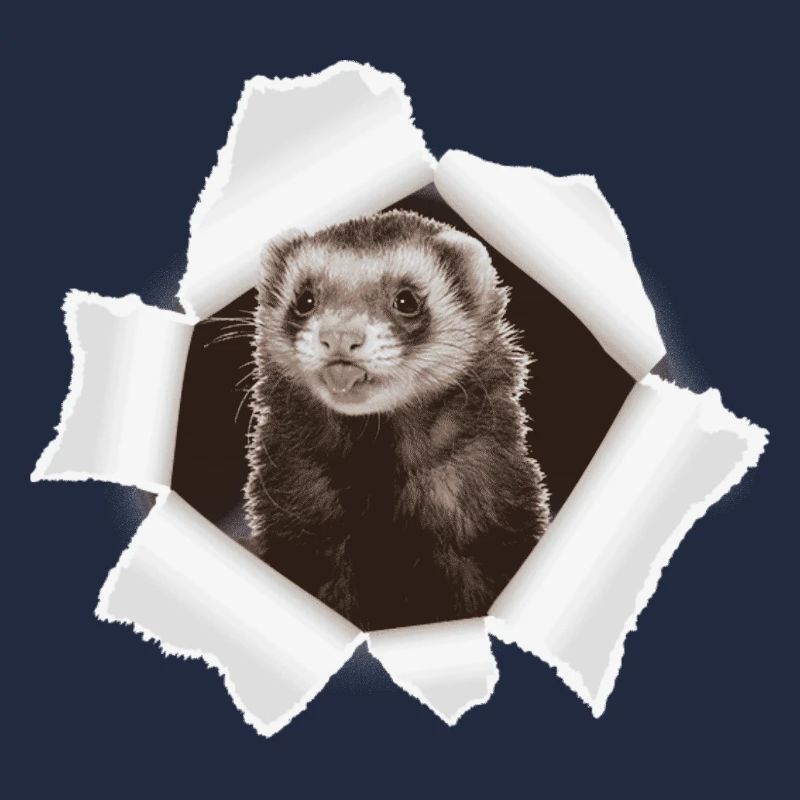 Weasel looking through hole