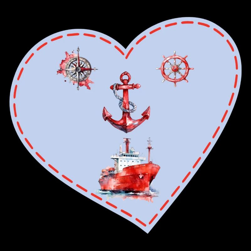 Steering Wheel Anchor Compass Shipping Heart