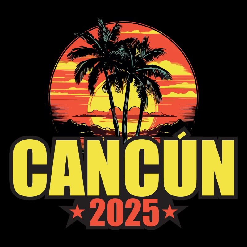Cancun 2025 Urlaub Palmen Bunt