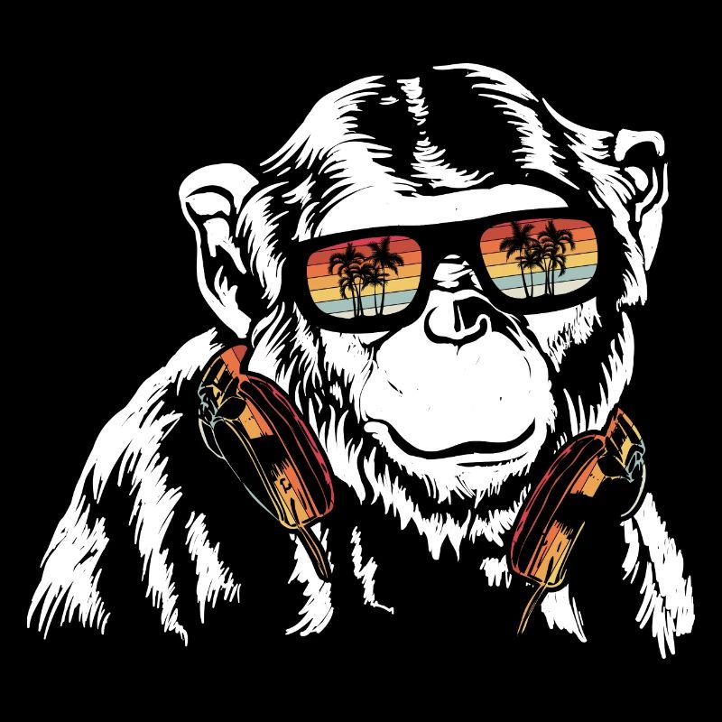 Monkey Cooler Affe DJ Kopfhörer Sonnenbrille Party