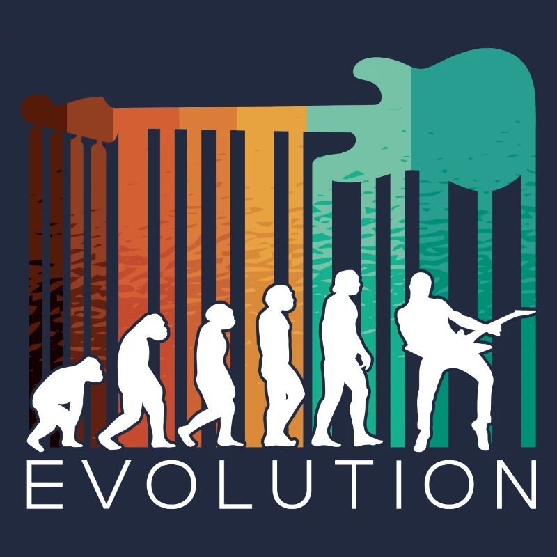 Human Evolution Guitar Band Retro Vintage