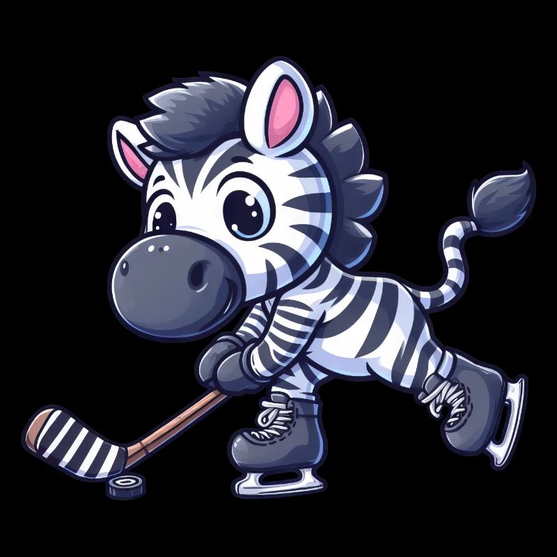 Zebra-Eishockeyspieler - Lustige Illustration