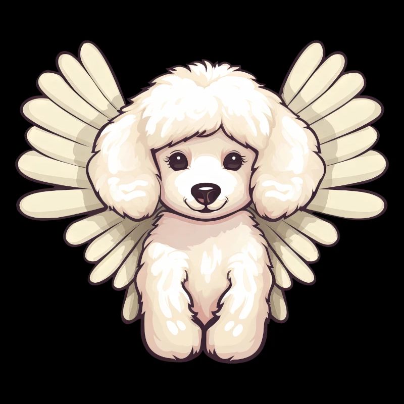 Doux caniche blanc avec des ailes d'ange -