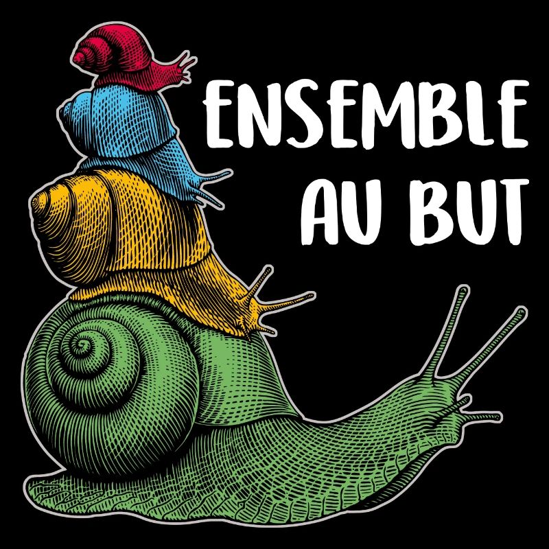 ensemble vers le but quatre escargots et proverbe