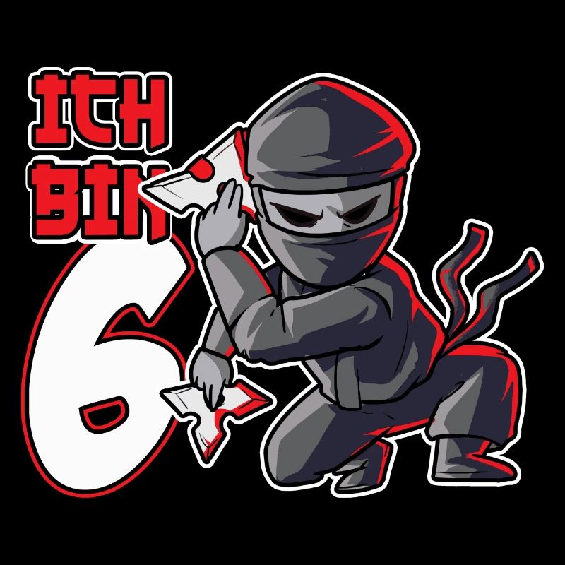 Kinder Ninja Sechster Geburtstag roter Ninja 6
