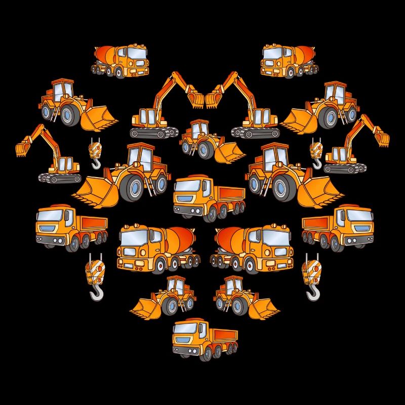 Excavator Concrete Mixer Dump Trucks Construction Boys