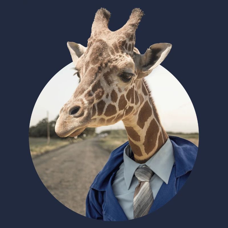 Giraffe im Anzug