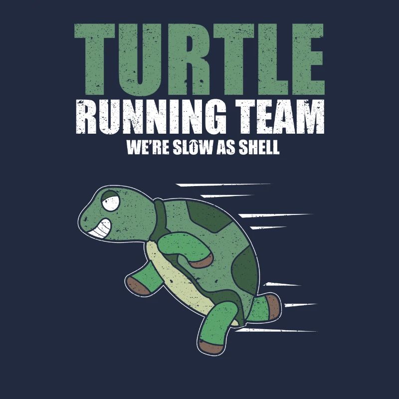 Schildkröte, die Team-langsamen Marathon-Rennen-Spaß-Witz läuft