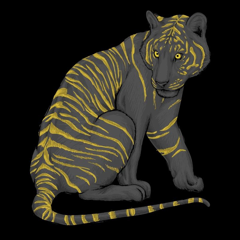 Black Tiger Panther with golden stripes
