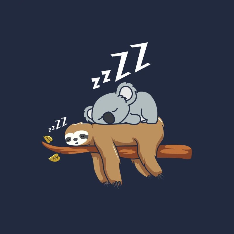 Late riser Tired sloth with sleeping koala