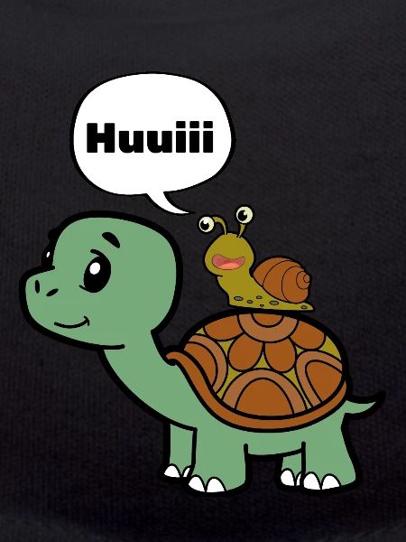 Funny snail on turtle