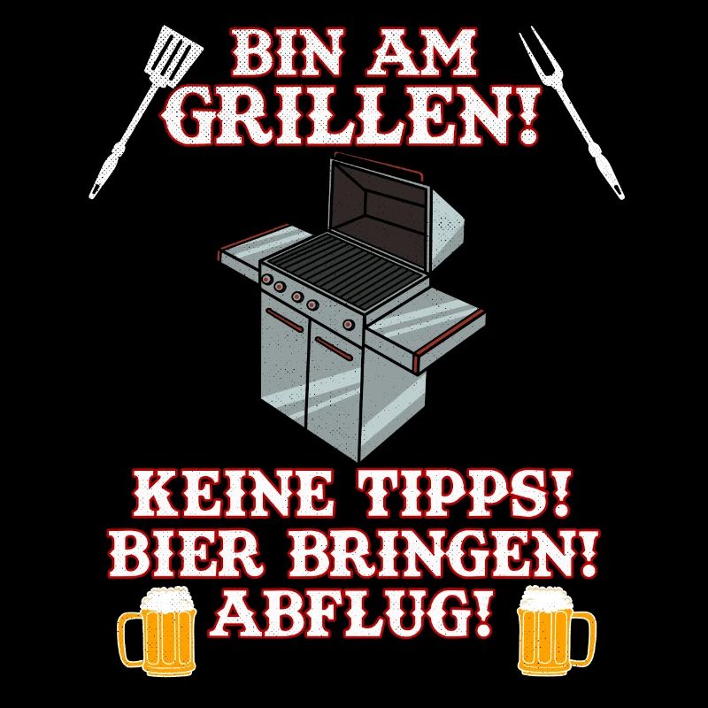 Herren Grill & Barbecue Spruch BBQ Bin Am Grillen
