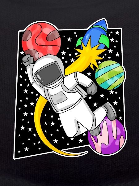 Astronaute dans l’espace avec fusée