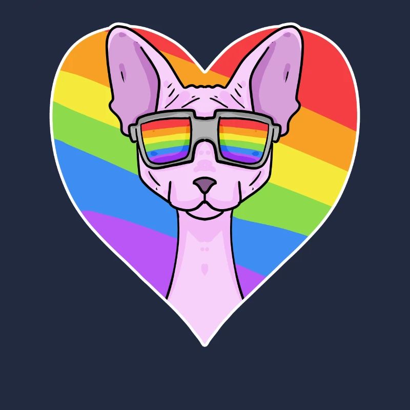 Sphynx Katze - Sphinx-Katze - Regenbogen Herz