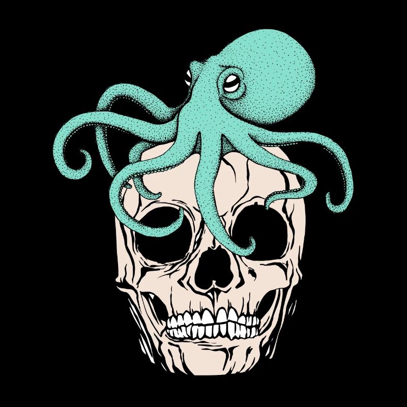 Octopus on skull funny cool Gothic
