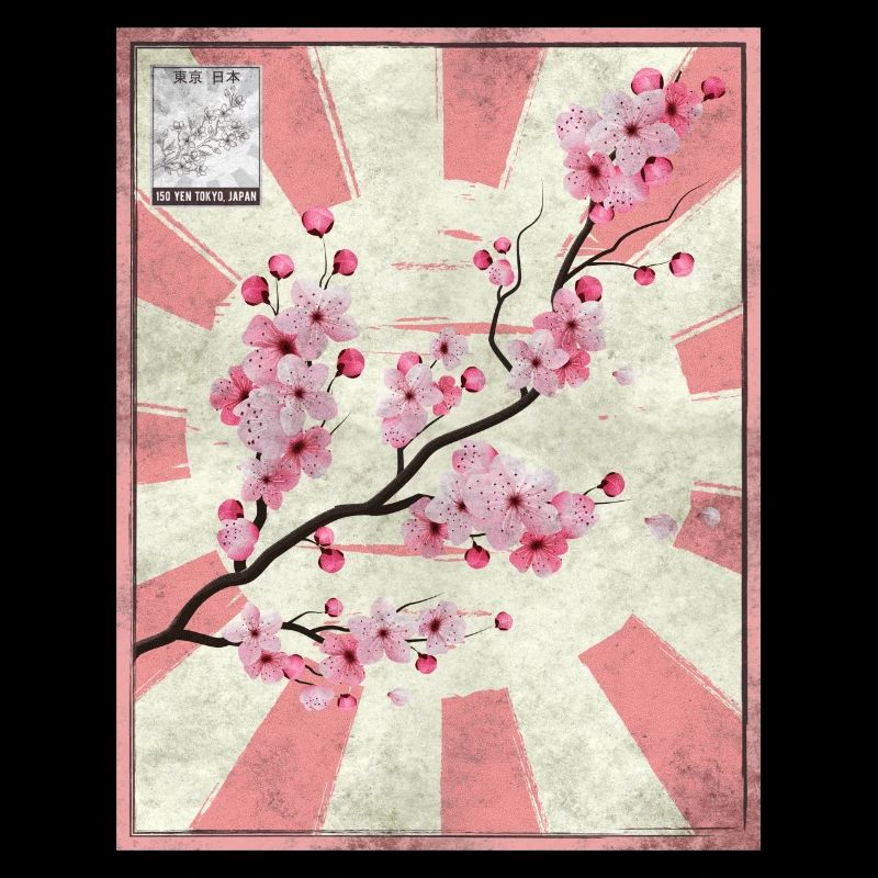 Timbre-poste japonais esthétique en fleurs de cerisier Ges