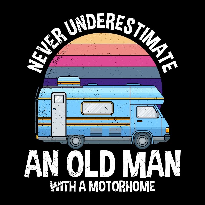 Alter Mann mit Wohnmobil Papa Opa Rentner Camper