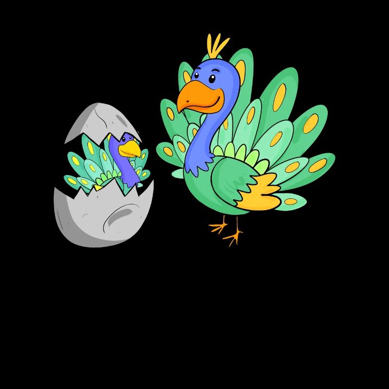 Paon avec bébé paon