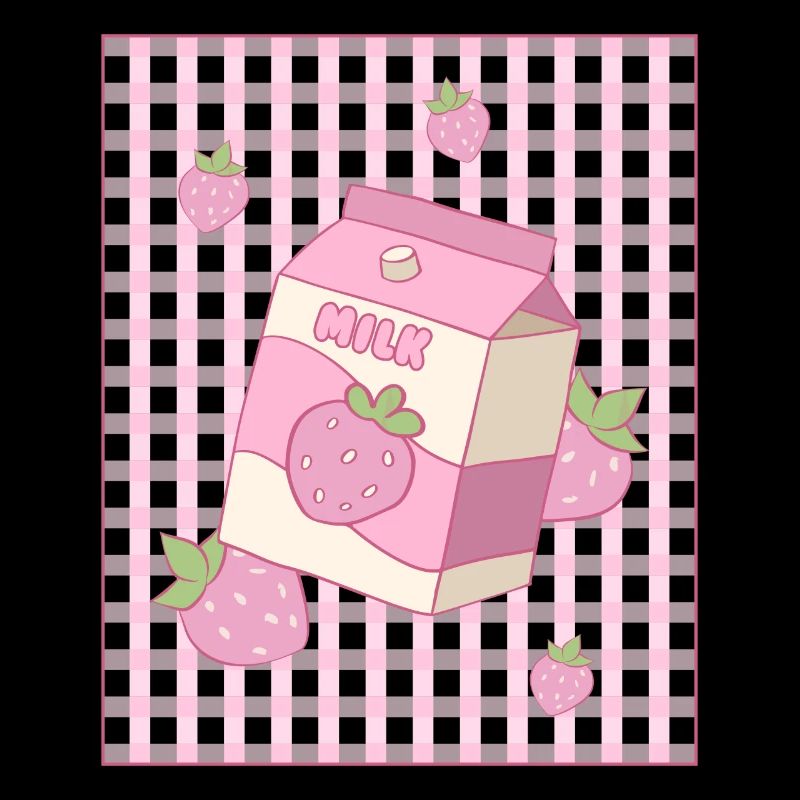 Dänische Pastell-Ästhetik Kawaii-Erdbeer-Milch